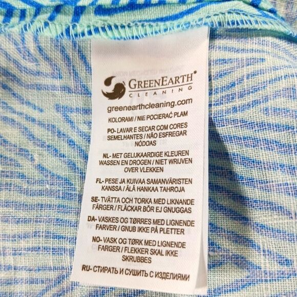 Boden Lara Linen Bold Blue Tropical Leaf Midi Dress Womans 12 Coastal Beach Wear - Picture 6 of 12